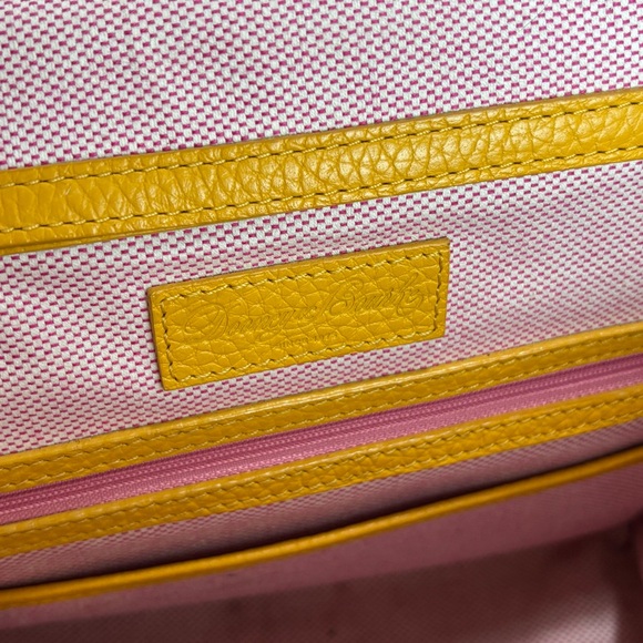 Dooney & Bourke Pebbled Leather Purse Satchel Handbag Mustard Yellow EUC - Picture 7 of 11